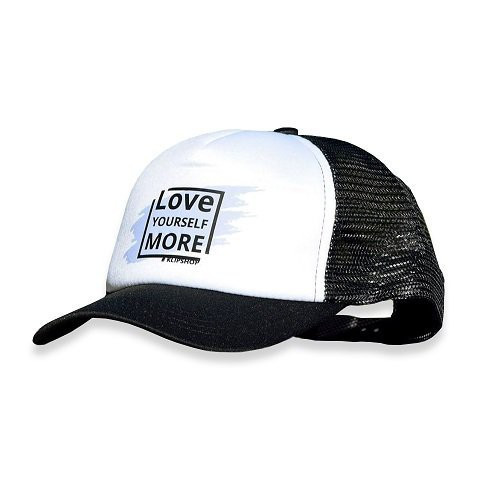 KlipShop Branded Snap-on Hat - Love Yourself More White Pink