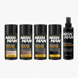 Nishman Hair Building Keratin Fiber & Locking Mist Set Medium Brown