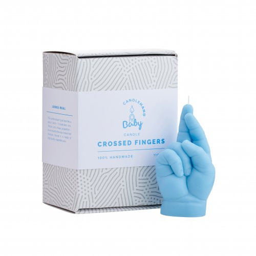 CandleHand Baby Crossed Fingers Candle Pastel Blue