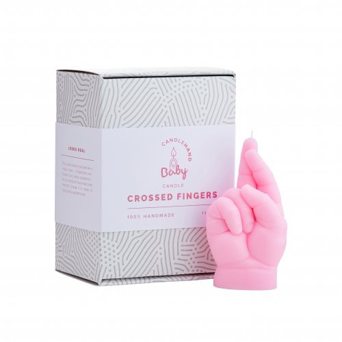 CandleHand Baby Crossed Fingers Candle Pastel Blue