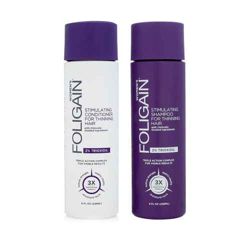 Foligain Stimulating Hair Shampoo & Conditioner Set for Thinning Hair with 2% Trioxidil