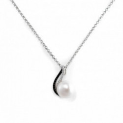 Nilly Silver Necklace With Pearl Pendant (Ag925) KS319473