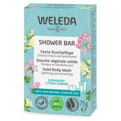 Weleda Shower Bar Solid Body Wash Geranium + Litsea Cubeba 75g