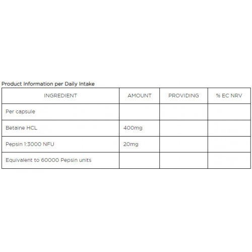 Biocare Betaine HCL & Pepsin 90 capsules