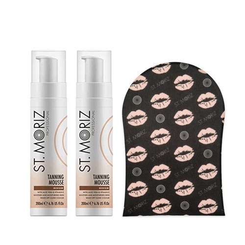 St. Moriz Professional Tanning Mousse Medium x2 + Self Tanning Mitt