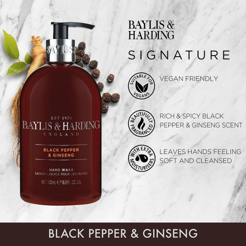 Baylis & Harding Men's Black Pepper & Ginseng Hand Wash 500ml