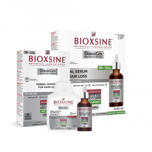 Bioxcin (Bioxsine) Dermagen Shampoo and Herbal Serum Set for Dry/Normal Hair