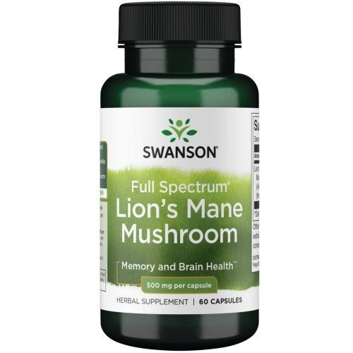 SWANSON Full Spectrum Lion's Mane Mushroom 500 mg Food Supplement 60 caps.