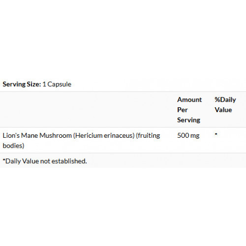 SWANSON Full Spectrum Lion's Mane Mushroom 500 mg Food Supplement 60 caps.