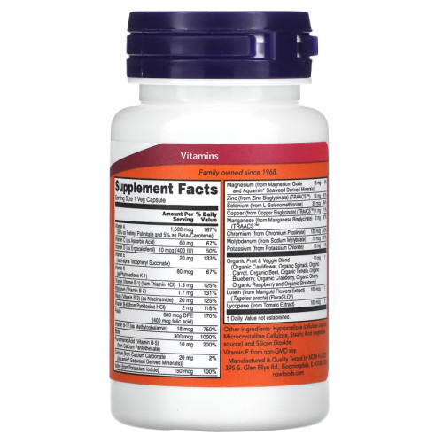 NOW Foods Daily Vits Multi Vitamin and Mineral Tablets 30 caps.
