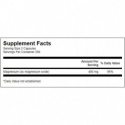 SWANSON Magnesium Oxide 200mg Muscle and Bone Health 250 kapsulių