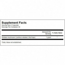 SWANSON Full Spectrum Shiitake Mushroom 500mg Immune Health 60 caps.