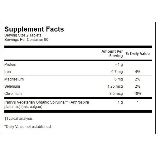 SWANSON Certified Organic Spirulina 500mg Antioxidant Support 180 capsules