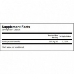 SWANSON Niacinamide 500mg Energy and Cardiovascular Support 250 kapsulių