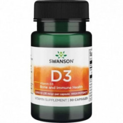 SWANSON High Potency Vitamin D3 1.000 IU (25mcg) Bone and Immune Health 250 kapsulių