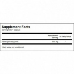 SWANSON Korean Ginseng 500mg Brain and Immune Health 100 capsules