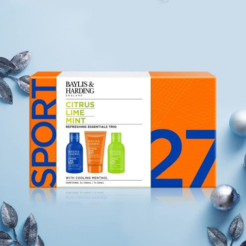 Baylis & Harding Men's Citrus Lime & Mint Refreshing Essentials Trio with Cooling Menthol Gift Set