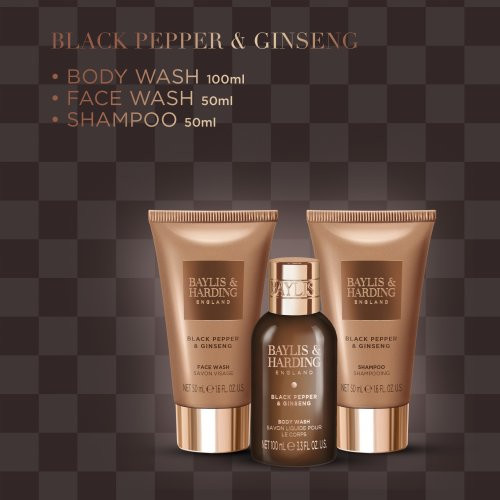 Baylis & Harding Signature Men's Black Pepper & Ginseng Wash Bag Set