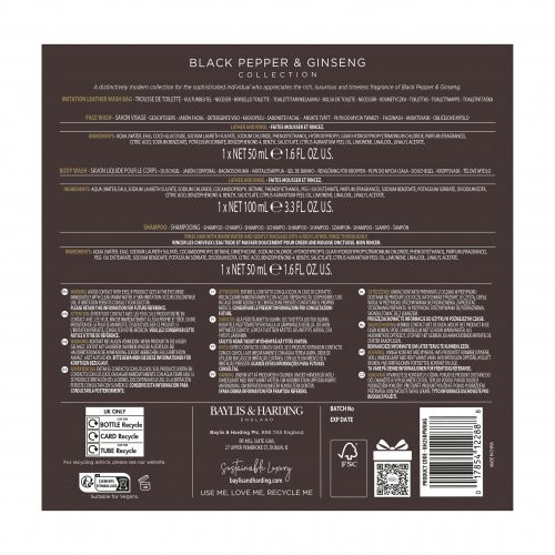 Baylis & Harding Signature Men's Black Pepper & Ginseng Wash Bag Set