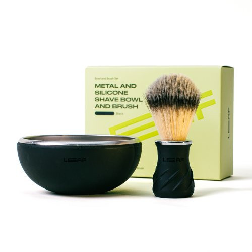 Leaf Shave Shave Bowl & Brush Black