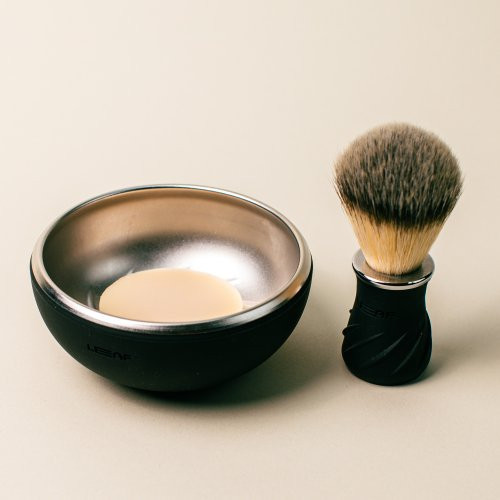 Leaf Shave Shave Bowl & Brush Black