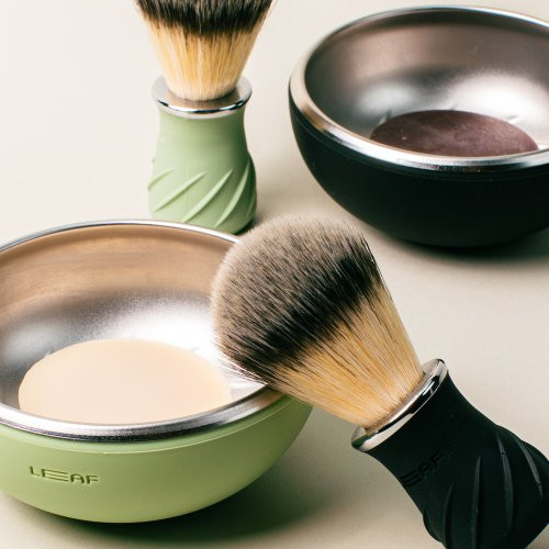 Leaf Shave Shave Bowl & Brush Black