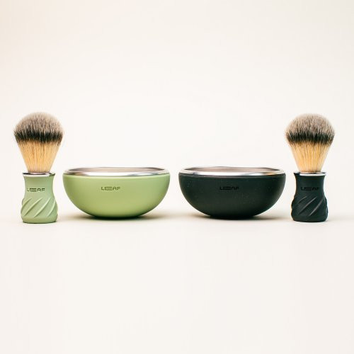 Leaf Shave Shave Bowl & Brush Black