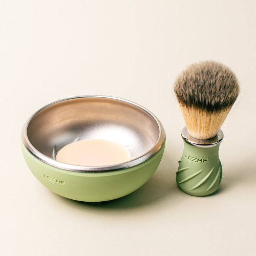 Leaf Shave Shave Bowl & Brush Black