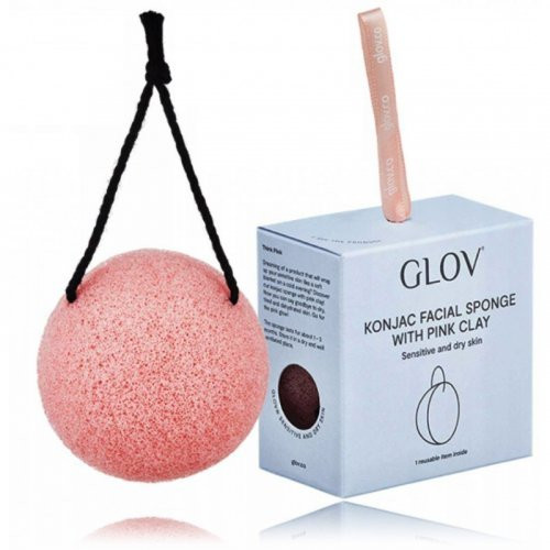 Glov Konjac Facial Sponge With Pink Clay Pink