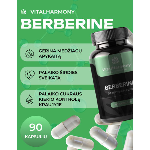 Vitalharmony Berberine 500 mg Dietary Supplement 90 capsules