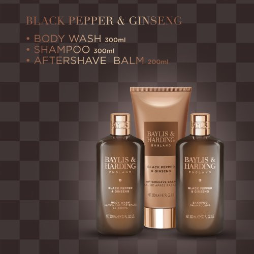 Baylis & Harding Signature Men's Black Pepper & Ginseng Luxury Bathing Trio Gift Set