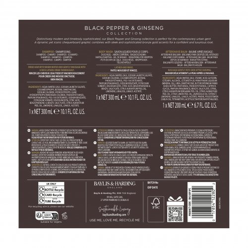 Baylis & Harding Signature Men's Black Pepper & Ginseng Luxury Bathing Trio Gift Set