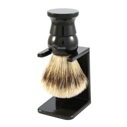 Edwin Jagger English Imitation Ebony Super Badger Shaving Brush with Stand Medium