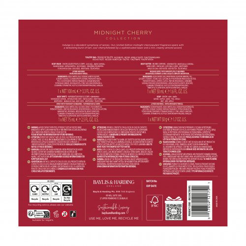 Baylis & Harding Midnight Cherry Luxury Travel Wash Bag Gift Set