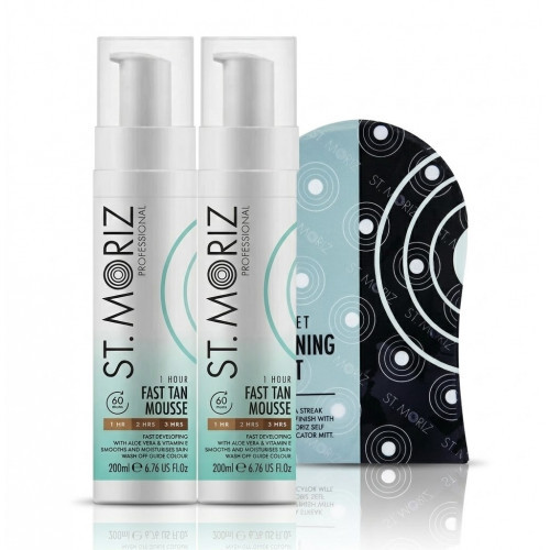 St. Moriz Professional 1 Hour Tan Mousse Express x2 + Self Tanning Mitt