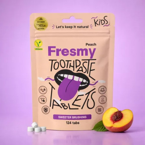 Fresmy Peach Toothpaste Tablets for Kids 30 tabs