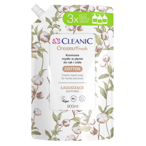 Cleanic Cotton Creamy Liquid Soap for Hands and Body 500ml
