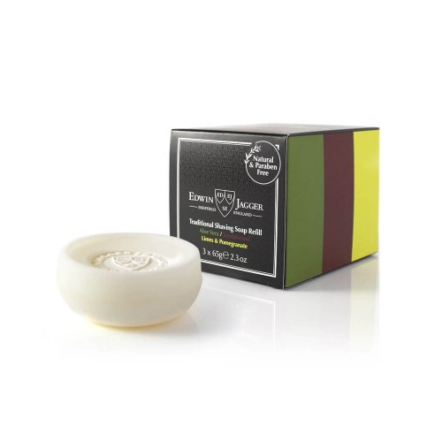 Edwin Jagger Traditional Shaving Soap Refill Triple Pack: Aloe Vera, Sandalwood, Limes & Pomegranate