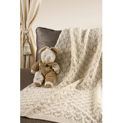 Nord Snow Leaves style Merino Wool Blanket for baby Ecru White