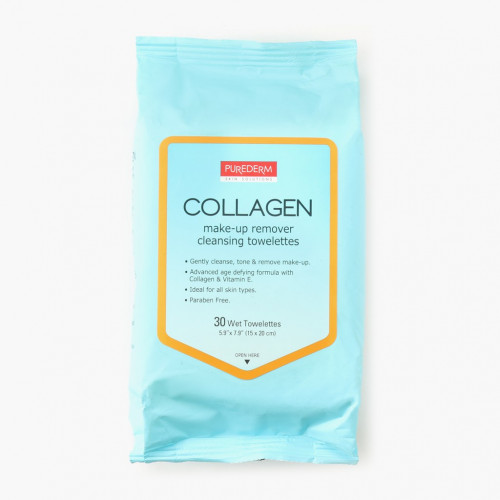 Purederm Collagen Make-Up Remover Cleansing Towelettes 30pcs