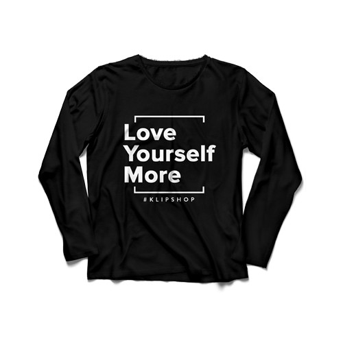 KlipShop Love Yourself More Sweatshirt Black