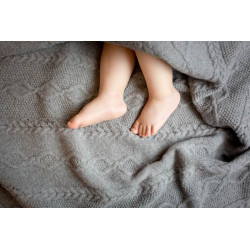 Nord Snow Baby Diamond Aran Style Merino Wool Blanket Ecru White