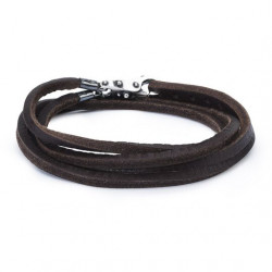 Trollbeads Leather Bracelet Brown with Sterling Silver Lock of Wisdom 36 cm