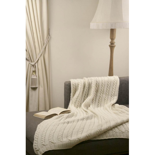 Nord Snow Classic Style Merino Wool Blanket Ecru white