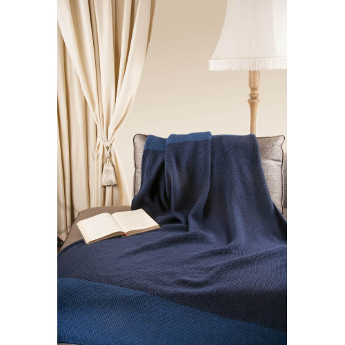 Nord Snow Natural Style Throw Blanket Deep blue