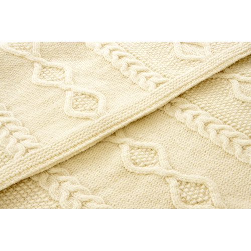 Nord Snow Merino Wool Blanket Diamond Aran Style Ecru White