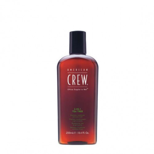 Photos - Hair Product American Crew 3in1 Tea-Tree Shampoo, Conditioner And Body Wash 250ml 