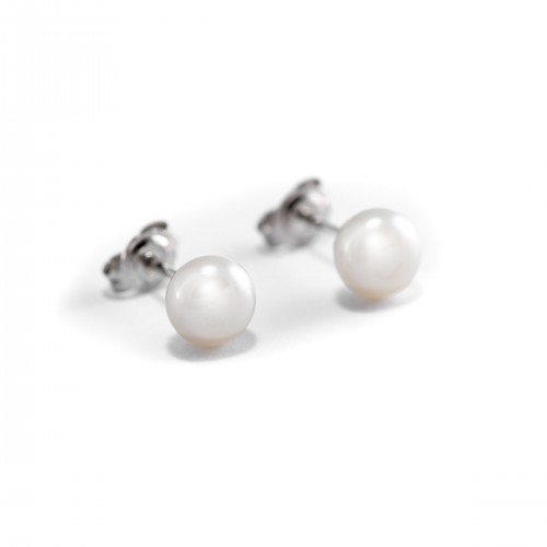 Nilly Silver Earrings With Pearls (Ag925) White 9mm