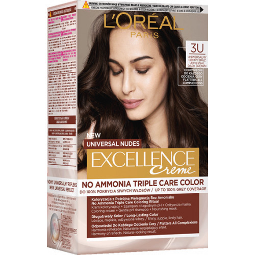 L'Oréal Paris Excellence Creme Universal Nudes Permanent Hair Dye 3U Universal Dark Brown