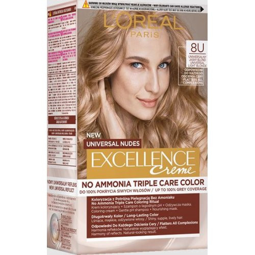 L'Oréal Paris Excellence Creme Universal Nudes Permanent Hair Dye 8U Universal Light Blonde